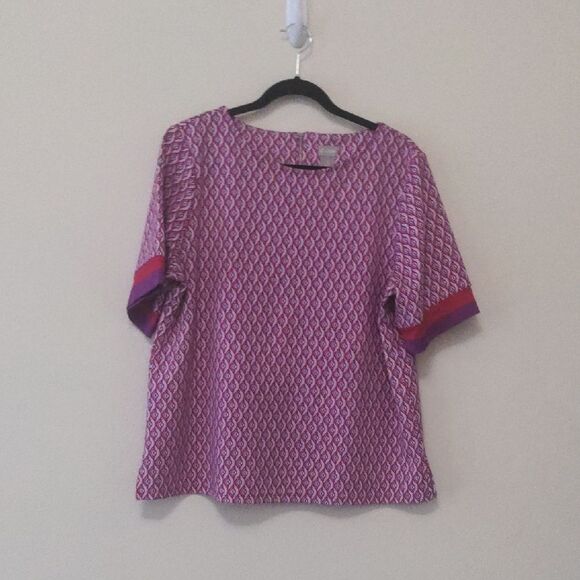 Chico's Pink Boxy Blouse with Geometric Pattern - Picture 1 of 6